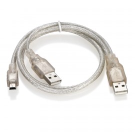 Кабель USB - miniUSB Y-кабель HDD с доп питанием, прозрачный, экранированный
