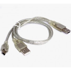 Кабель USB - miniUSB Y-кабель HDD с доп питанием, прозрачный, экранированный