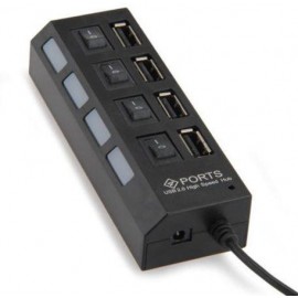 Хаб USB 4 порт, выключатели, индикация, разъем питания