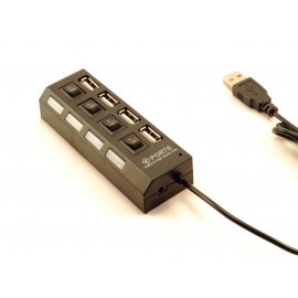 Хаб USB 4 порт, выключатели, индикация, разъем питания
