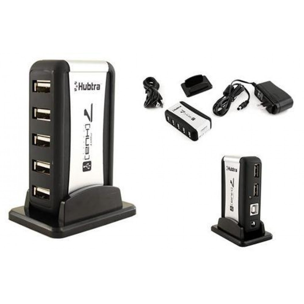 Хаб USB 7 портовый активный, с блоком питания 2A