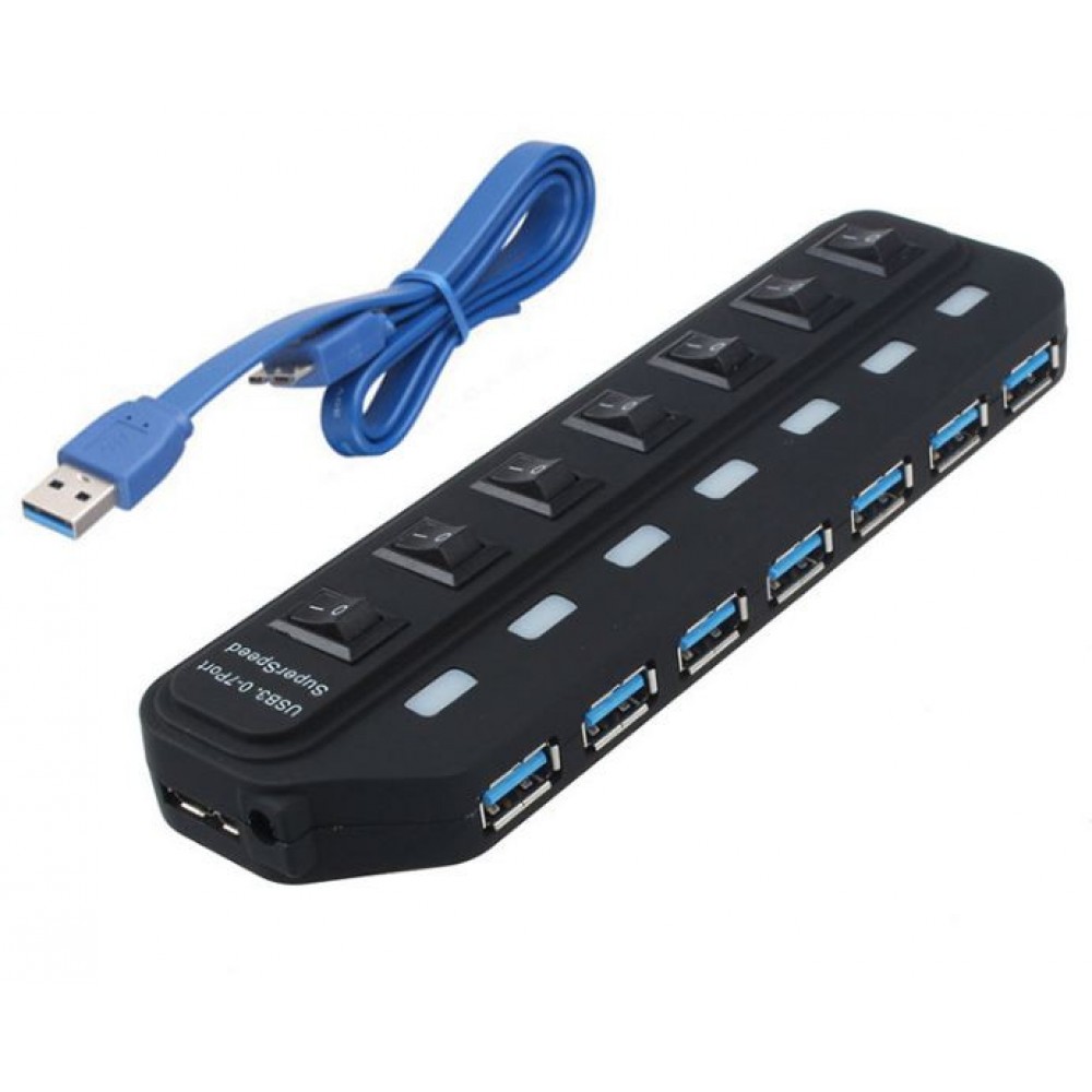 Хаб USB 3.0 7 порт с выключ активный DM-HB42 без бп