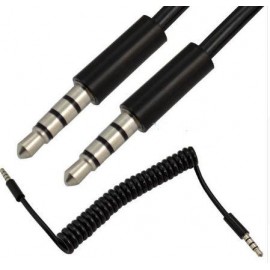 Кабель Aux 3.5-3.5 спираль 4pin 4х контактный черный