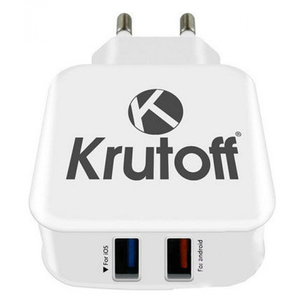 Зарядное сетевое СЗУ usb 2x Krutoff CH-05 Быстрая зарядка