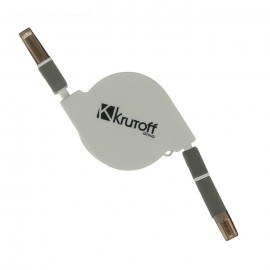 Кабель Micro USB + Lightning Рулетка Krutoff белый