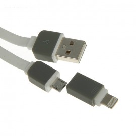 Кабель Micro USB + Lightning Рулетка Krutoff белый