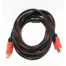 Кабель HDMI - HDMI 1.5m нейлон, феррит, красно-черн