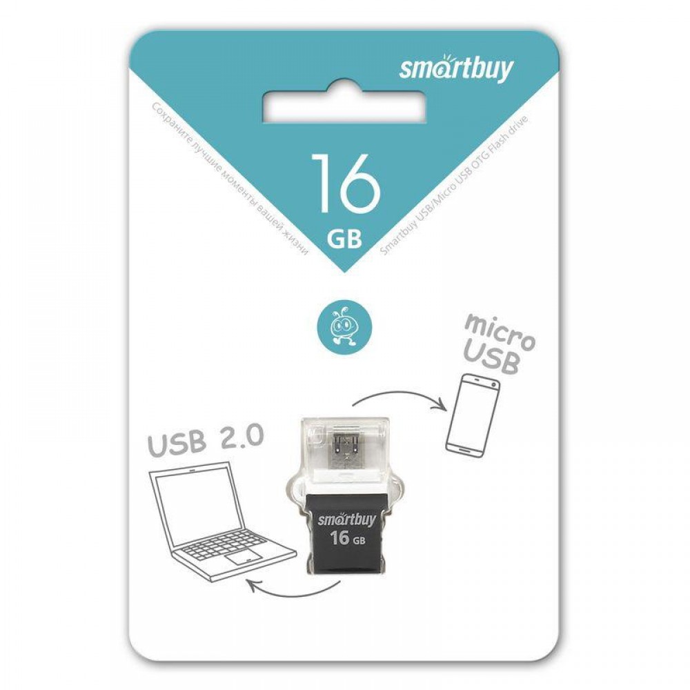 Флешка USB 16Gb + micro Smartbuy POKO