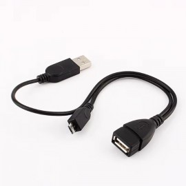 Переходник кабель OTG Micro USB с доп. питанием в USB штекер