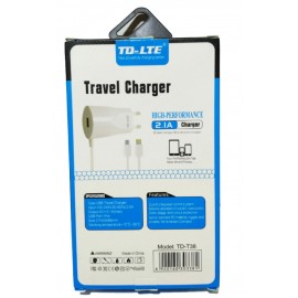 Зарядное сетевое сзу USB 1x TD-T38 2.1A + micro