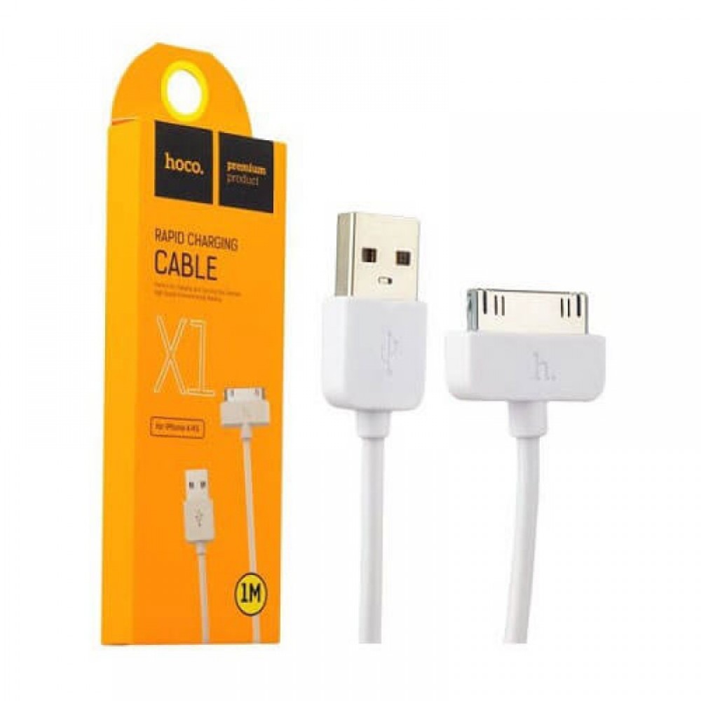 кабель для Apple 30pin (для iphone 4) USB Hoco X1 1m белый