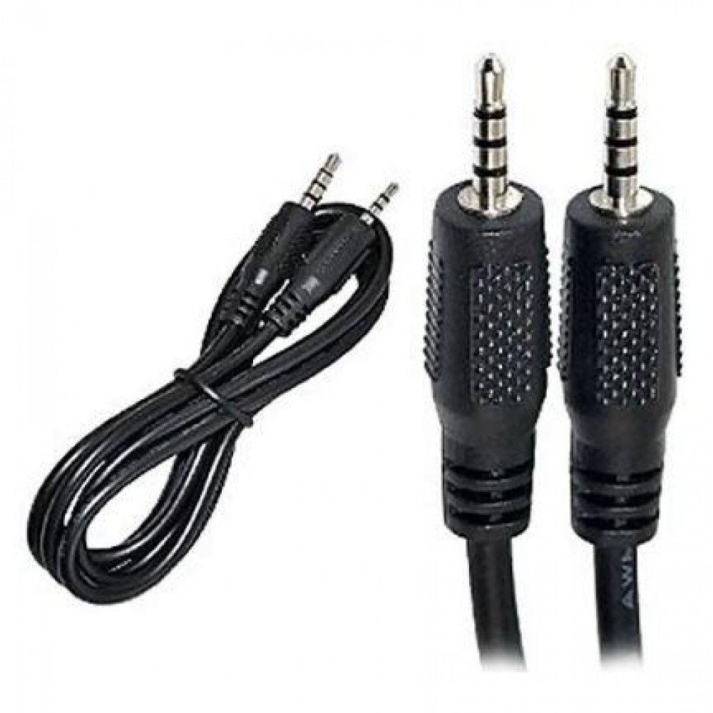Кабель Aux 3.5-3.5 4pin Detech 1m черный