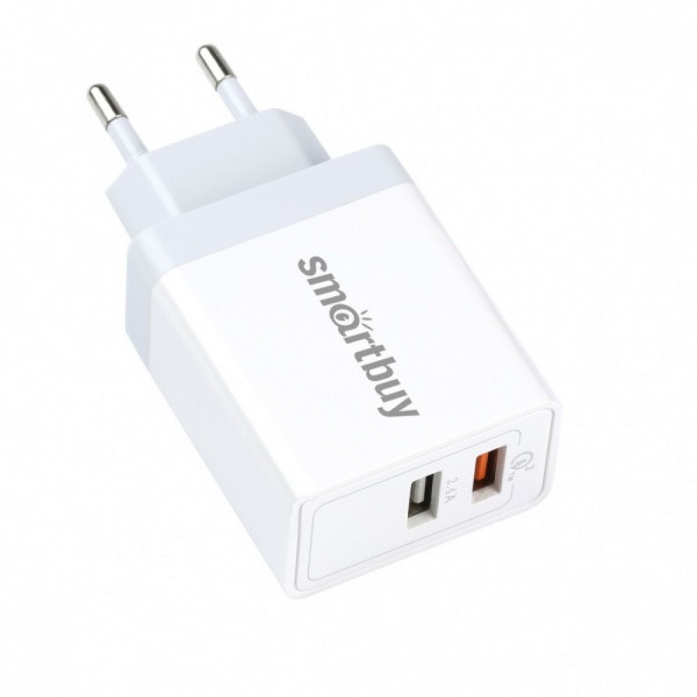 Зарядное сетевое сзу USB 2x Smartbuy Flash SBP-2022 QC 3.0 быстрое белый