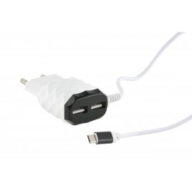 Зарядное сетевое сзу usb 2x Китай 1.5A + micro 2in1