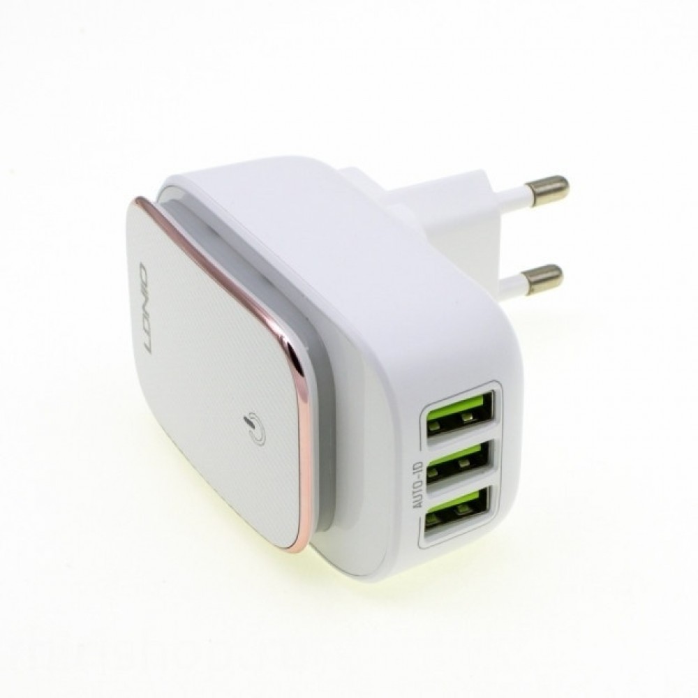 Зарядное сетевое сзу usb 3x LDNIO A3305 3.4A + micro + ночник