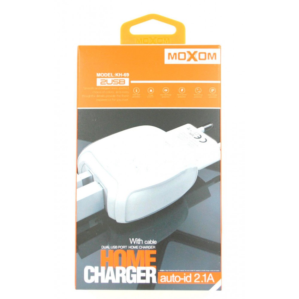 Зарядное сетевое сзу USB 2x Moxom KH-69 + micro