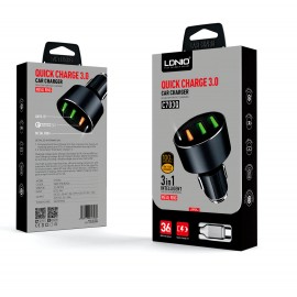 Зарядное автомобильное азу usb 3x LDNIO C703Q быстрое QC 3.0 + micro