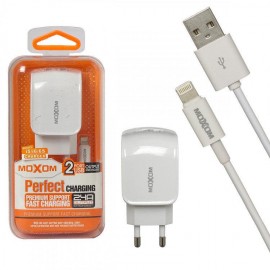 Зарядное сетевое сзу USB 2x Moxom KH-25 + кабель для Apple lightning