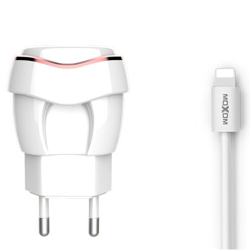 Зарядное сетевое сзу USB 2x Moxom KH-35 + кабель для Apple lightning