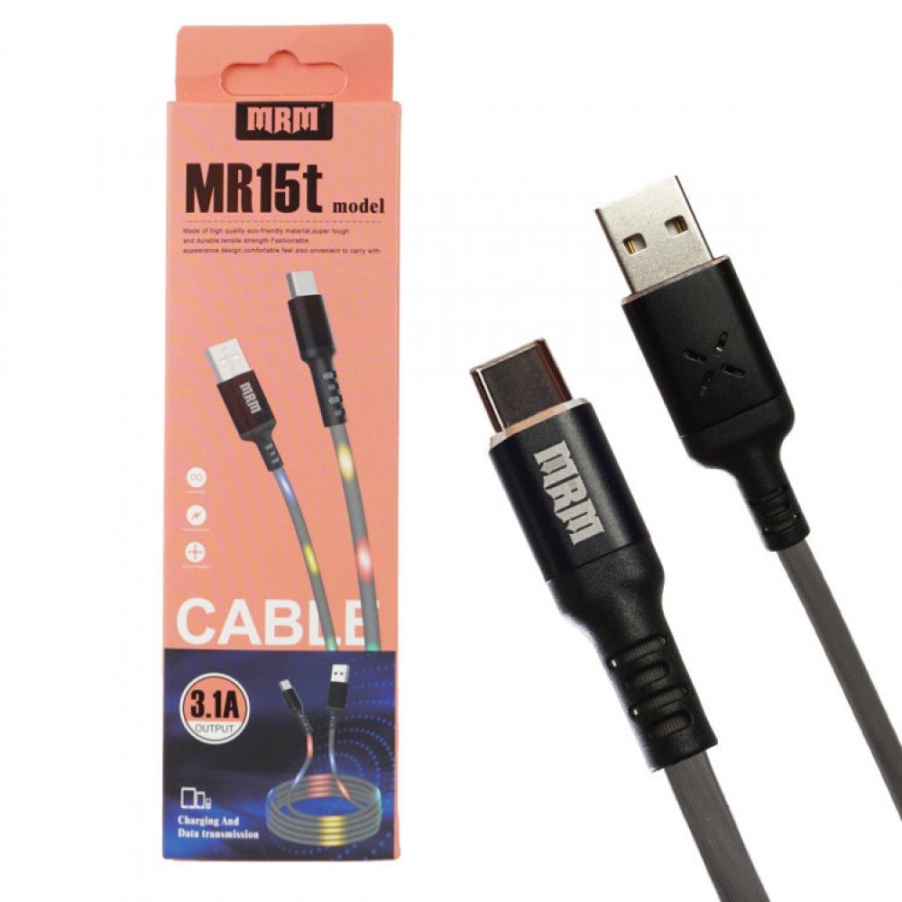 Кабель USB Type-C MR15t LED серый