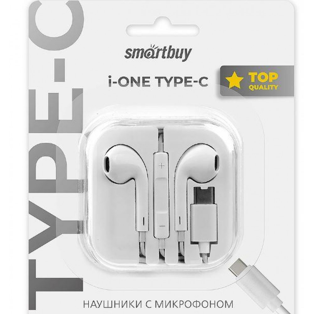 Наушники гарнитура тел Smart buy i-Two, Type-C белая  SBH-103C