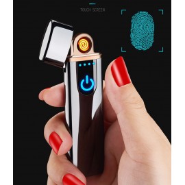 Зажигалка Usb металл Сенсор кнопка + LED узкая