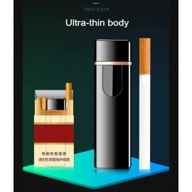 Зажигалка Usb металл Сенсор кнопка + LED узкая