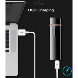 Зажигалка Usb металл Сенсор кнопка + LED узкая