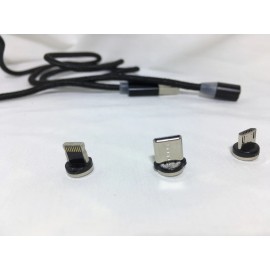 Кабель Micro / Type-C / Lightning USB магнитный 360 3в1 ткань