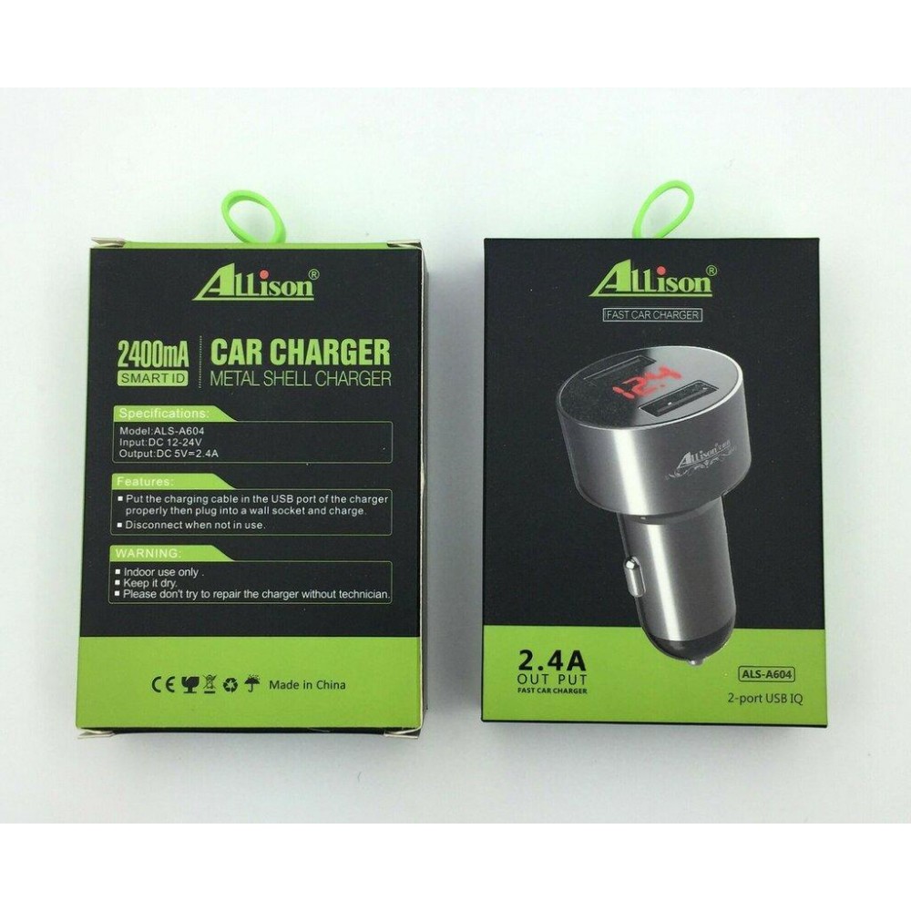 Зарядное автомобильное азу usb 2x Allison ALS-A604 LCD 2.4A