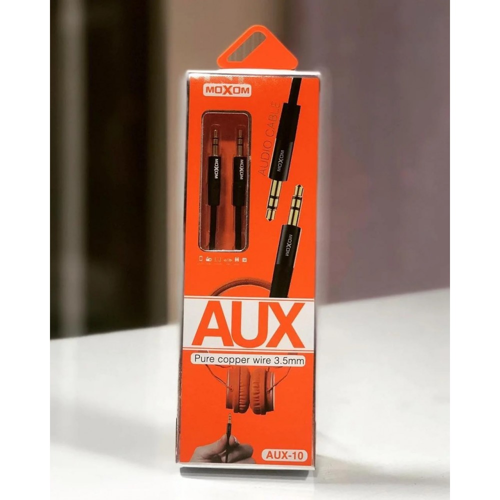 Кабель Aux 3.5-3.5 Moxom AUX-08 AUX-10 ткань 1m