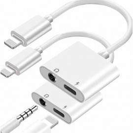 Переходник для Apple lightning - 3.5 гнездо aux+питание J-009