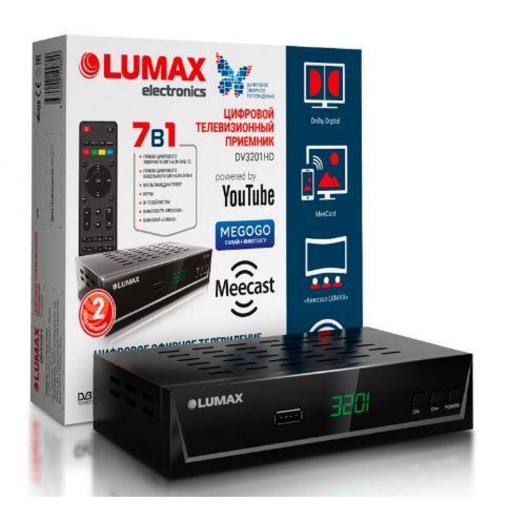 Ресивер DVB-T2/C Lumax DV3201HD с кабельным тв и интернет