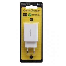 Зарядное сетевое сзу USB Borofone BA21A быстрое QC 3.0 бел