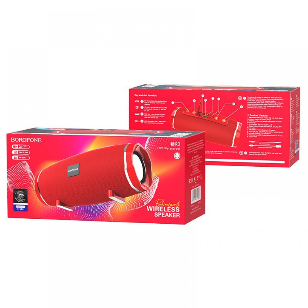 Колонка Bluetooth MP3 FM Borofone BR3 черн