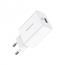 Зарядное сетевое сзу USB Borofone BA21A быстрое QC 3.0 + type-C белый