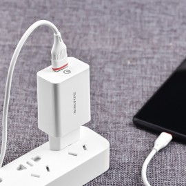 Зарядное сетевое сзу USB Borofone BA21A быстрое QC 3.0 + type-C белый