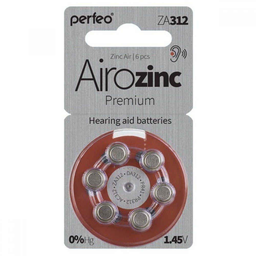 Батарейка ZA312 Airozinc Premium для слух аппаратов