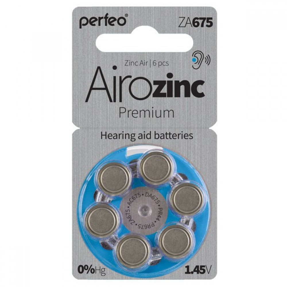 Батарейка ZA675 Airozinc Premium для слух аппаратов