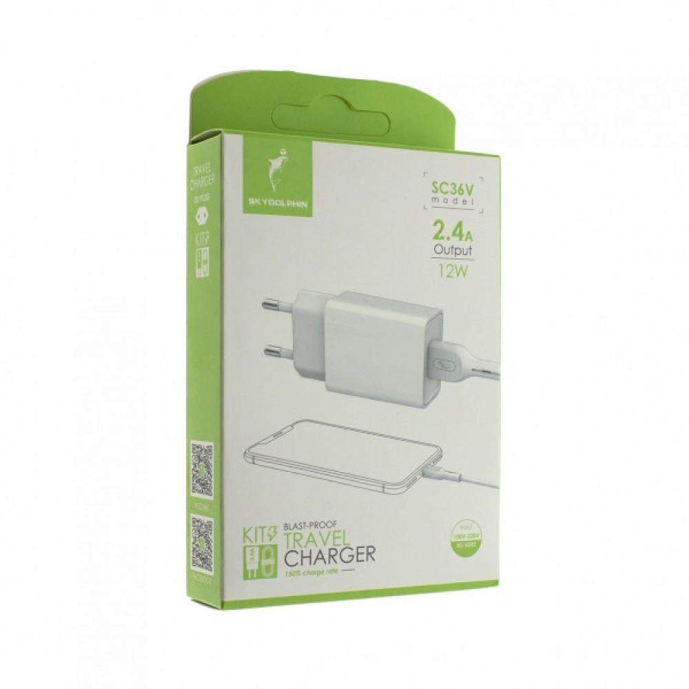 Зарядное сетевое сзу USB SC36V + micro