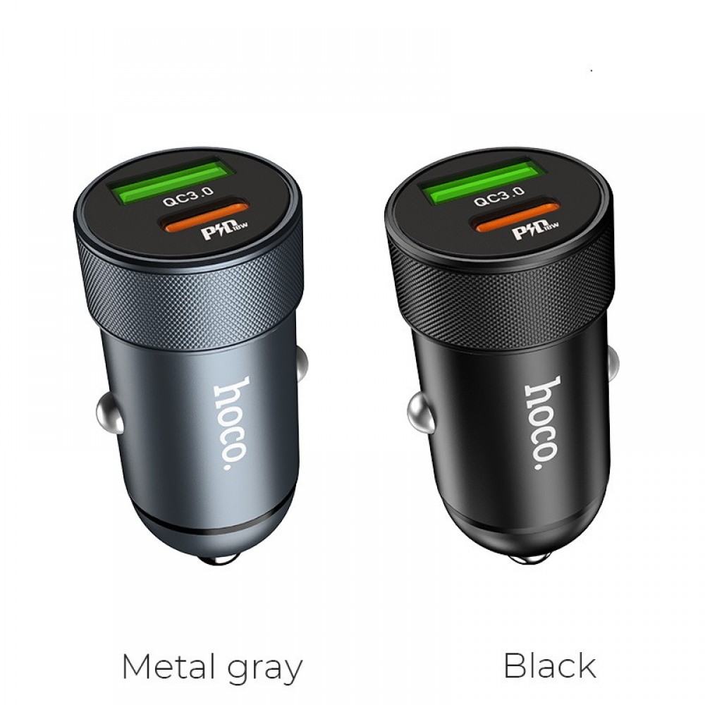 Зарядное автомобильное быстрое АЗУ usb Hoco Z32B QC 3.0 + Type-C PD гнездо