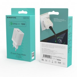 Зарядное сетевое сзу USB Borofone BA17A быстрое QC 3.0, черное