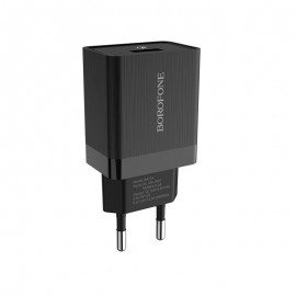 Зарядное сетевое сзу USB Borofone BA17A быстрое QC 3.0, черное