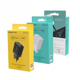 Зарядное сетевое сзу USB Borofone BA17A быстрое QC 3.0, черное