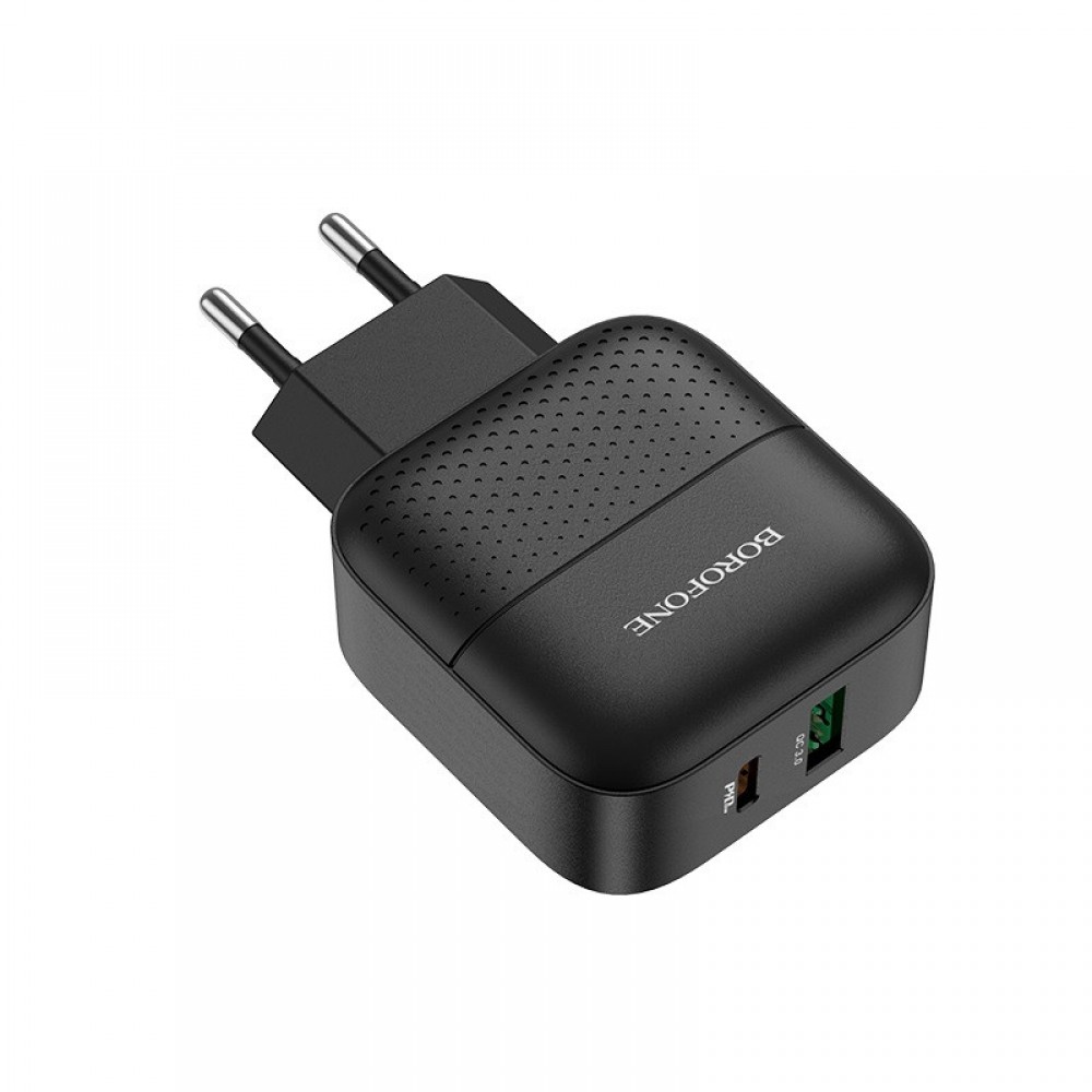 Зарядное сетевое сзу USB Borofone BA46A быстрое QC 3.0 +PD черный