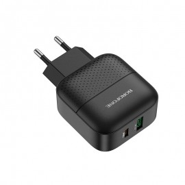 Зарядное сетевое сзу USB Borofone BA46A быстрое QC 3.0 +PD черный