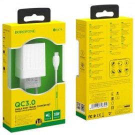 Зарядное сетевое сзу USB Borofone BA47A быстрое QC 3.0 + micro
