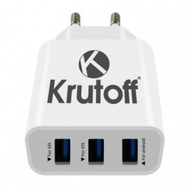 Зарядное сетевое сзу usb 3x Krutoff CH-19 + кабель для Apple lightning