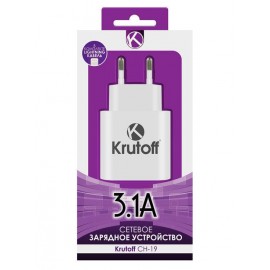 Зарядное сетевое сзу usb 3x Krutoff CH-19 + кабель для Apple lightning
