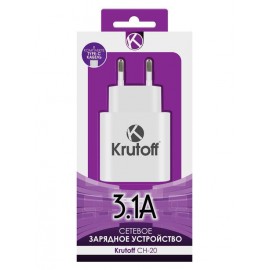 Зарядное сетевое сзу usb 3x Krutoff CH-20+Type-C